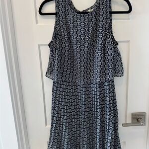 Emerald Sundae Navy and White Pleated Midi Sundress